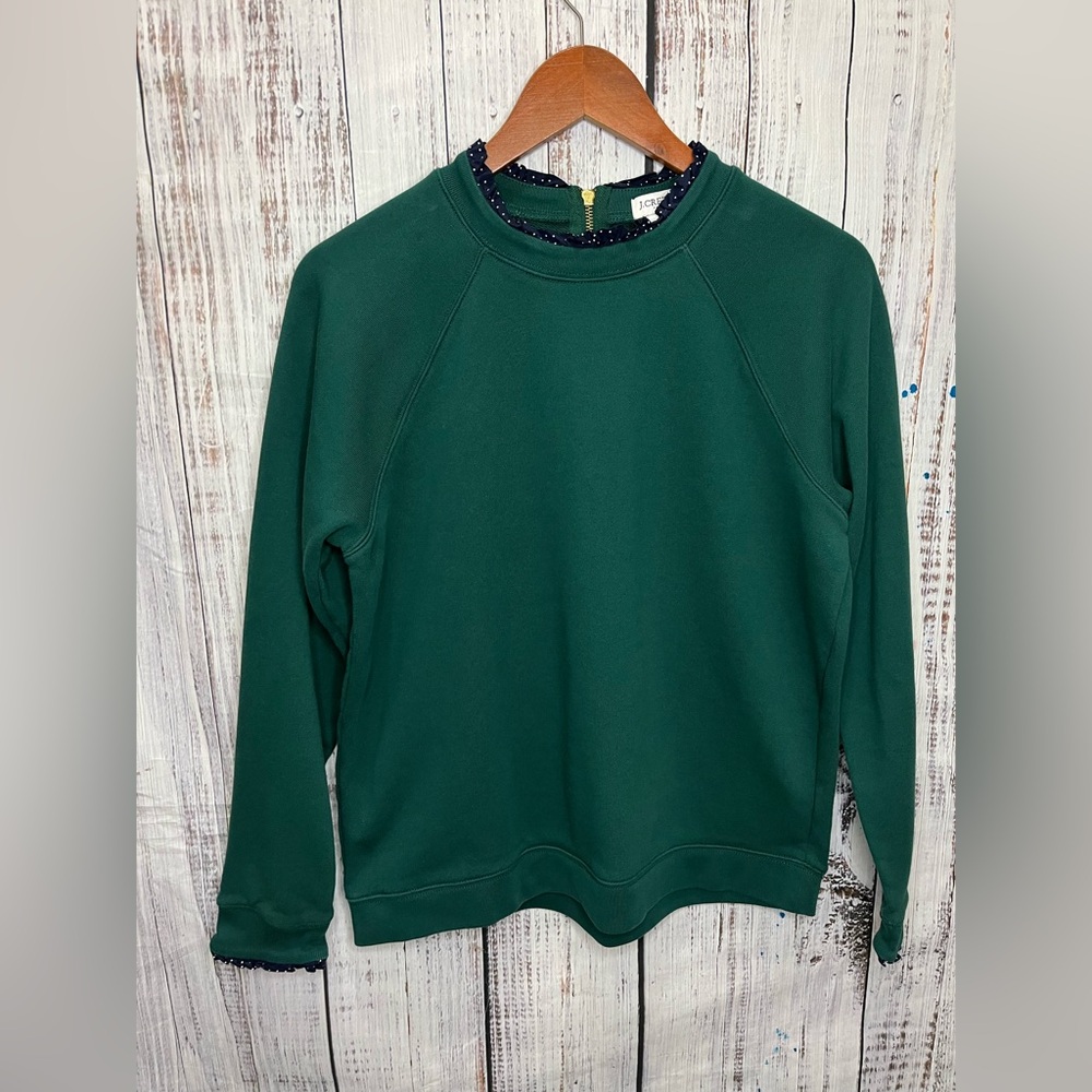 J.CREW Women's Green Knitted 100% Cotton Crew Neck Long Sleeve Sweatshirt Size L